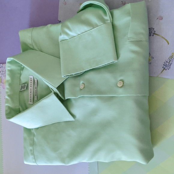💝 Geoffrey Beene, pistachio, 16.5, 34/35 men's long sleeve button down shirt - Picture 1 of 5